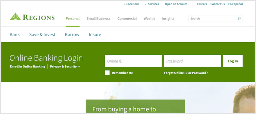 regions bank account login