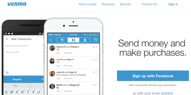 Venmo Homepage