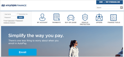 Hyundai Motor Finance Homepage