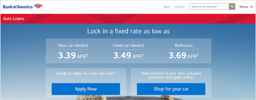 bank of america auto loan rates