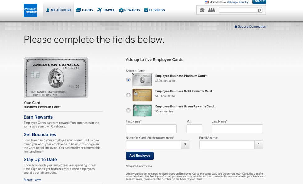 How We Added Employee Cards to Our Amex Account | LendEDU