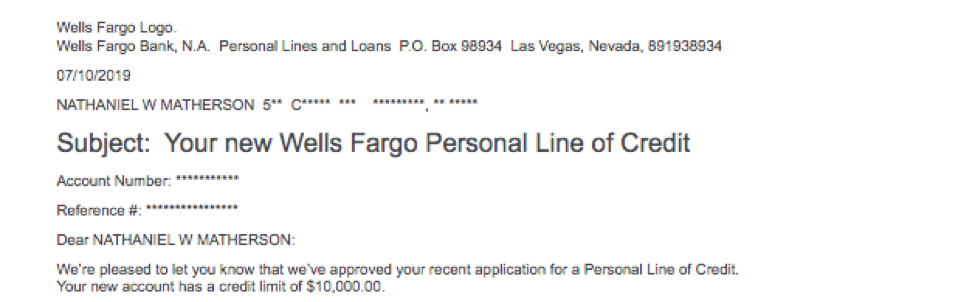 Wells Fargo Personal Line of Credit Step 3