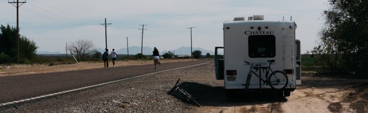 RV parked on the side of the road