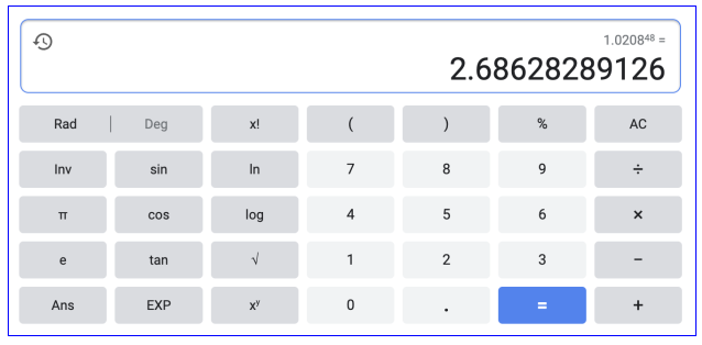 Screenshot 4 of calculator when calculating a personal loan payment