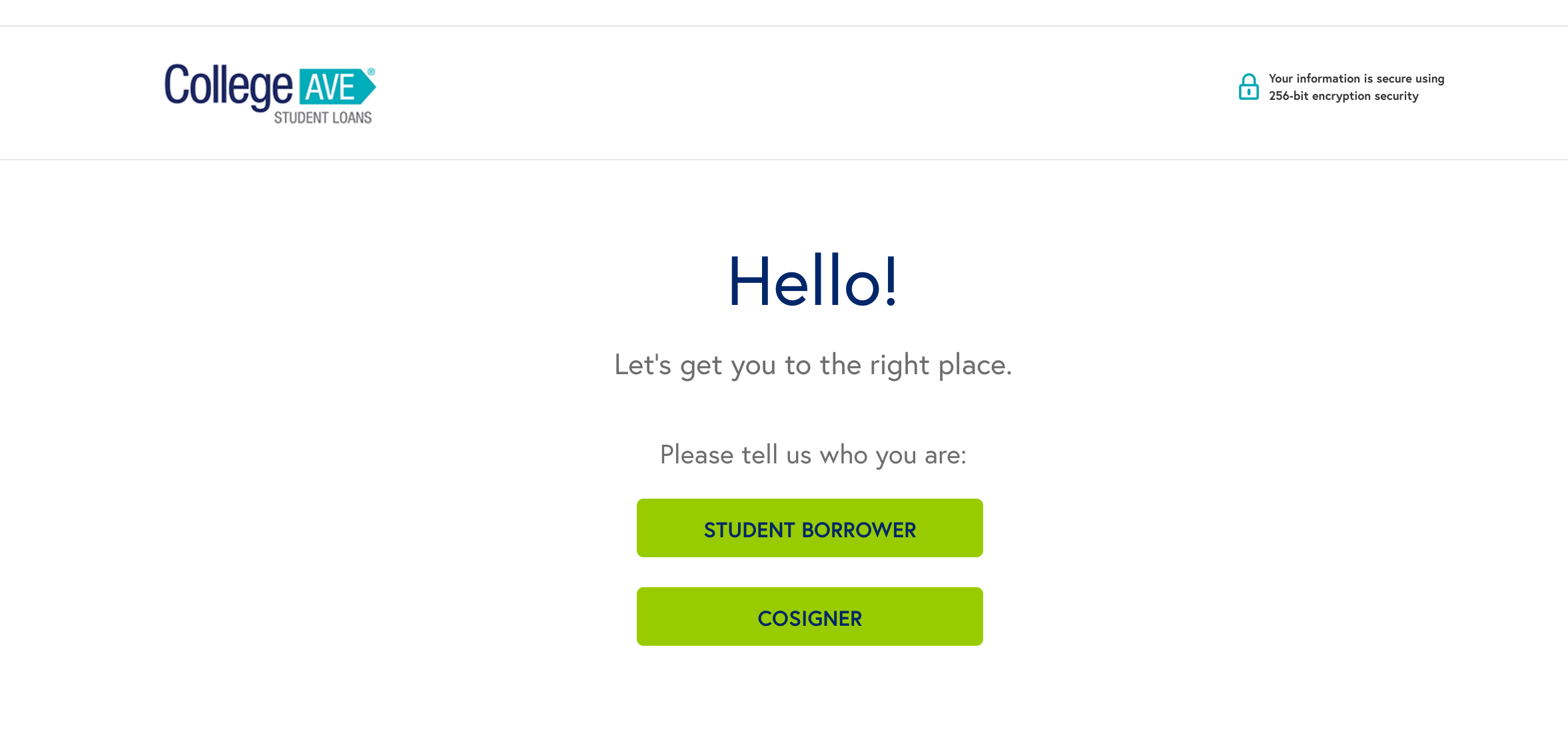 College Ave student loan application - choose your role