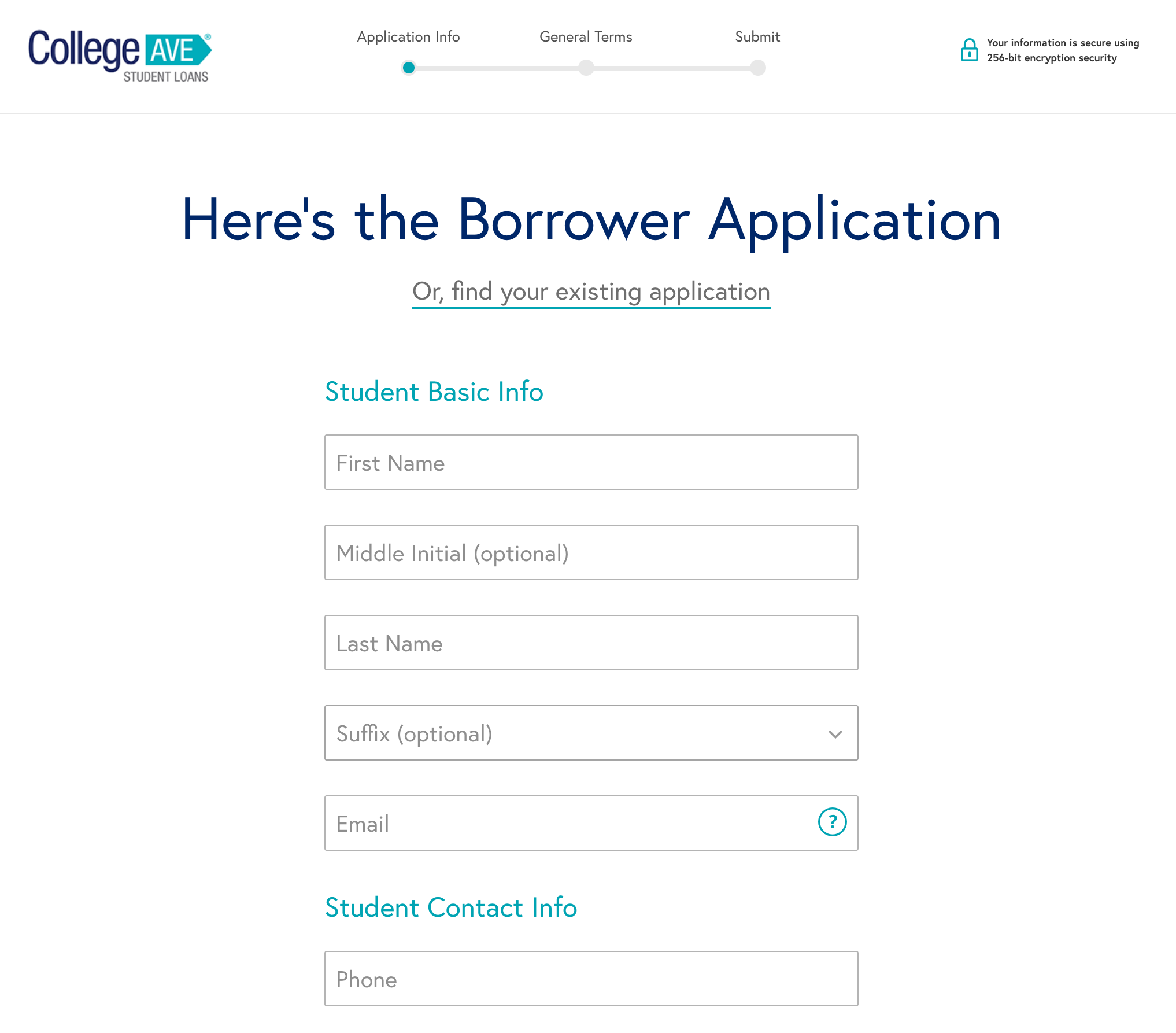 College Ave student loan application