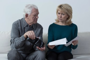 Stressed older couple