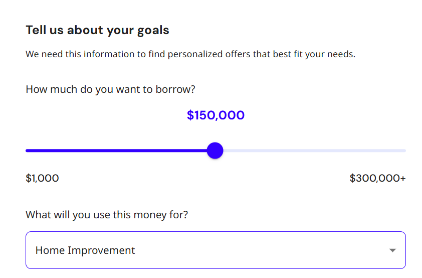 Screenshot of Achieve HELOC application