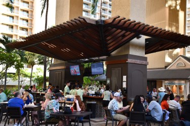 Outdoor resort bar and dining area at a vacation property commonly associated with timeshare ownership